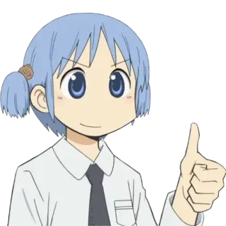 👍 Mio Naganohara Nichijou Anime, Personaje, Lindo, Pulgar arriba, Positivo, Aprobación telegram sticker