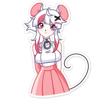 ☺️ Anime, Ratón, Chica, Lindo, Rosa, Blanco telegram sticker