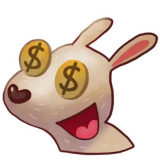 🤑 conejo, dólar, dinero, ojos, dibujos animados, animal whatsapp sticker