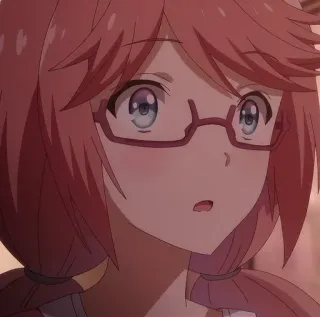 😯 Anime, Ragazza, Occhiali, Capelli rosa, Carina telegram sticker