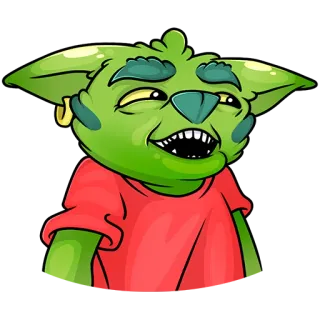 🙂 ゴブリン, カートゥーン, 緑, モンスター, ファンタジー telegram sticker