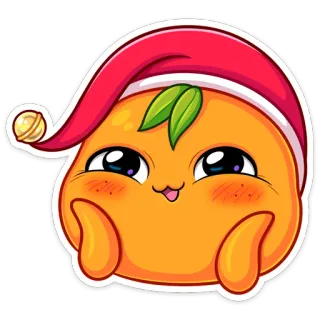 ☺️ orange, fruit, kawaii, mignon, dessin animé, autocollant, noël, chapeau telegram sticker