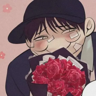 🐚 dibujos animados, anime, flores, rosas, niño, personaje, feliz telegram sticker