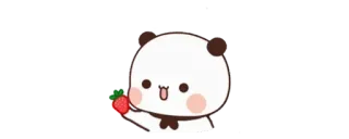 🍼 Panda, Kawaii, Fofo, Sticker, Morango, Desenho animado telegram sticker