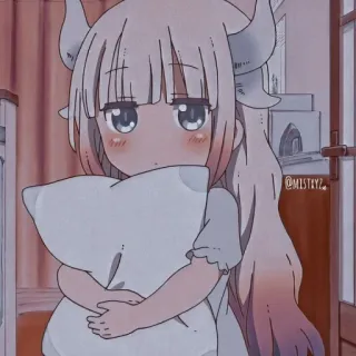 💕 Kanna Kamui Miss Kobayashi's Dragon Maid Anime, Drago, Kawaii, Carino, Kanna Kamui, Manga, Cuscino telegram sticker