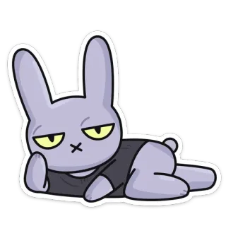 😏 coelho, desenho animado, deitado, entediado, animal, personagem telegram sticker