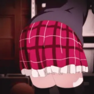 ✨ Anime, Falda, Tartán rojo, Tartán, Escolar, Nalgas, Muslos telegram sticker