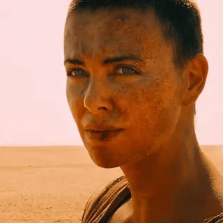 😕 Furiosa Mad Max: Fury Road Furiosa, Mad Max, action, Charlize Theron, movie, desert, strong female, warrior whatsapp sticker