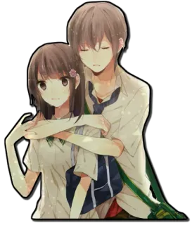 ❤ Anime, Casal, Abraço, Uniforme escolar telegram sticker