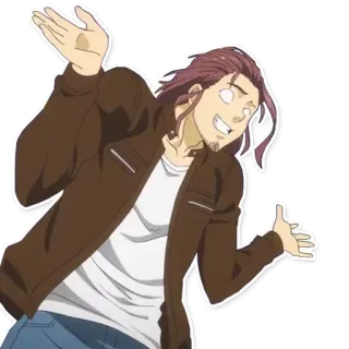 😏 Anime, Mann, Schulterzucken, Cartoon, Figur, Casual telegram sticker