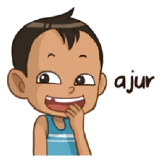 😅 ajur desenho animado, menino, adesivo telegram sticker