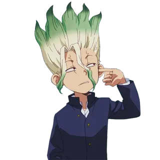 🙄 Senku Ishigami Dr. Stone 애니메이션, 닥터 스톤, 센쿠, 웃긴, 캐릭터 telegram sticker