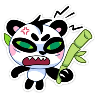😡 Panda, Colère, Dessin animé, Mignon, Illustration, Autocollant telegram sticker