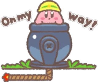😗 Kirby On my way! 커비, 대포, 귀여운, 분홍색, 비디오 게임 telegram sticker