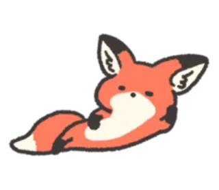😶 狐狸, 动物, 可爱, 躺着, 卡通 telegram sticker