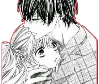 ❤ anime, mangá, casal, abraço, romance telegram sticker
