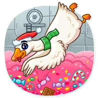 😋 goose, cartoon, candy, Christmas, cute, sticker telegram sticker