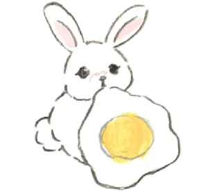 🐁 coelho, coelho, ovo, comida, fofo, animal, café da manhã, ovo frito whatsapp sticker