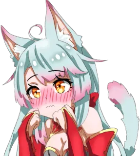 😳 애니메이션 여자, 여우 귀, 홍조, 귀여운, 카와이, 만화 telegram sticker