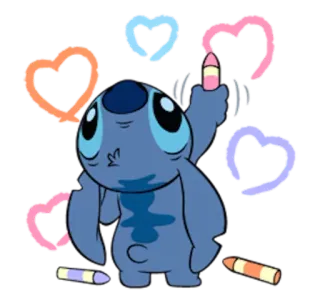 😍 Stitch Lilo & Stitch стич, сердечки, милый, disney, мультфильм, рисунок telegram sticker