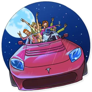 🙌 samochód, impreza, dziewczyny, jazda, księżyc, noc, święto telegram sticker