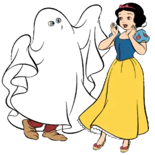 😨 Snow White Schneewittchen, Geist, Kostüm, Disney, Halloween, Prinzessin, Cartoon telegram sticker