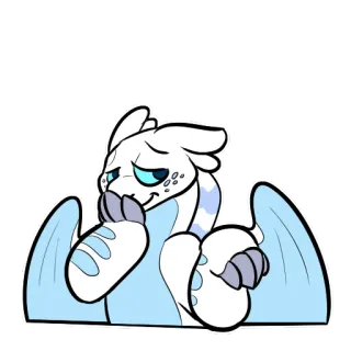 ☺ dragon, dessin animé, mignon, blanc, bleu telegram sticker