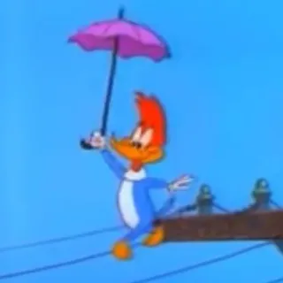 ☂️ Woody Woodpecker การ์ตูน, นก, ร่ม, วู้ดดี้ วู้ดเพ็คเกอร์ telegram sticker