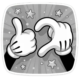 👍 cartoon gloves, thumbs up, index finger, hand gesture, success, ok telegram sticker
