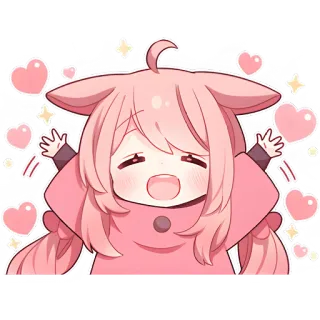 🥳 Anime, Fofo, Kawaii, Coração, Rosa, Chibi, Mangá whatsapp sticker