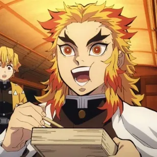 ☄ Rengoku Demon Slayer 动漫, 炼狱, 鬼灭之刃, 角色, 吃, 漫画 telegram sticker
