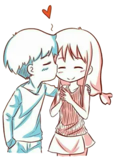 👫 cartoon, love, couple, kiss, romance, anime whatsapp sticker
