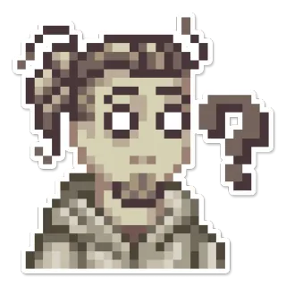 ❓ pregunta, pixel art, personaje, confundido, indeciso, sticker telegram sticker