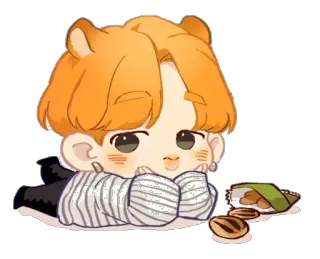 🤗 귀여운, 치비, 음식, 만화, 누워있는, 간식 telegram sticker