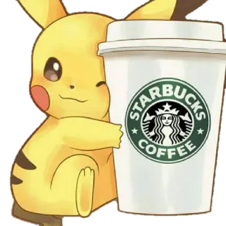 ☕ Pikachu STARBUCKS COFFEE Pikachu, Pokemon, Starbucks, coffee, cartoon, anime telegram sticker