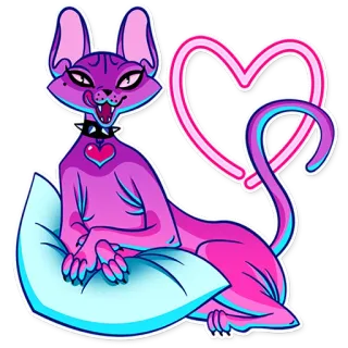❤ cat, sphynx, heart, pillow, cute, sticker telegram sticker