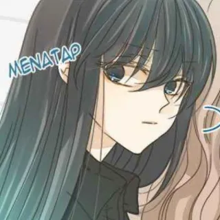 ⛲ MENATAP mujer, mirada, manga, retrato, cara telegram sticker