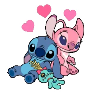 💑 Stitch stitch, ange, lilo et stitch, disney, dessin animé, couple, amour whatsapp sticker