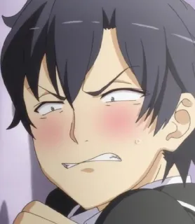 🫓 Hachiman Hikigaya My Teen Romantic Comedy SNAFU อนิเมะ, การ์ตูน, ตัวละคร, สีหน้า, ตลก, มีม, ฮิกิกายะ, ฮาจิมัง whatsapp sticker