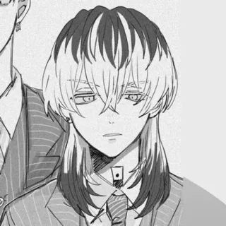 🍙 アニメ, キャラクター, 漫画, ポートレート, 白黒, イラスト telegram sticker