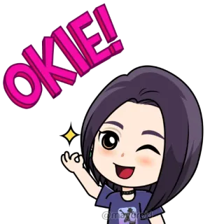 👌 OKIE! ok, cute, cartoon, girl, wink telegram sticker