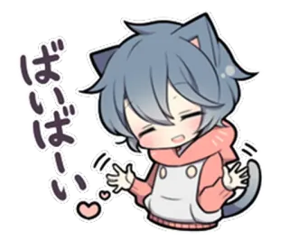 ✋ ばいばーい animé, chat, adieu, au revoir, japonais whatsapp sticker