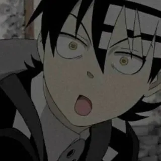 😮 Death the Kid Soul Eater anime, shocked, expression, cartoon, funny telegram sticker