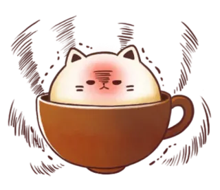 ☕ chat, mignon, café, tasse, animal, kawaii, animal de compagnie whatsapp sticker