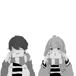 ❤ anime, couple, cute, love, cartoon, sticker telegram sticker