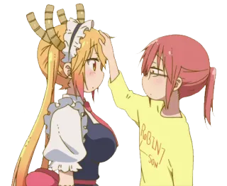 ✋️ ROBIN7 Anime, Dragon Maid, Tohru, Kobayashi, Mignon, Tapote tête whatsapp sticker