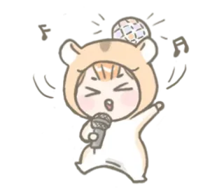 🎤 Kartun, Hamster, Lucu, Bernyanyi, Mikrofon, Anime telegram sticker