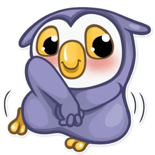 ☺️ dibujos animados, búho, lindo, sonrojado, animal, personaje whatsapp sticker