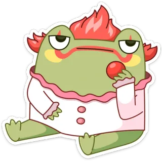 🍒 rana, cartone animato, carino, divertente, animale, illustrazione, adesivo telegram sticker
