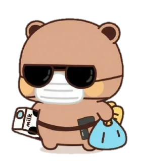 🐻 milk orso, latte, occhiali da sole, maschera, carino telegram sticker